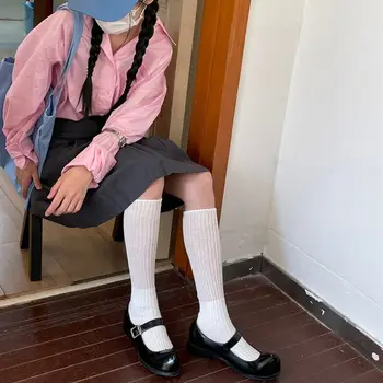 Bavlna Pletenie Dlhé Ponožky Pančuchy Jeseň V Zime Teplé Podkolienky Japonskej Módy Farbou Školské Dievča Posádky Ponožky Pančuchy