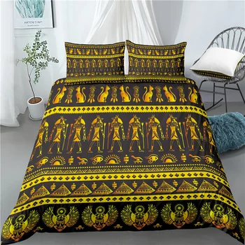 Domov Životných Luxusné 3D Egypt Symboly Tlač 2/3ks Pohodlné Perinu obliečka na Vankúš posteľná bielizeň Nastaviť Kráľovnej a Kráľa AU/EU/US Veľkosť