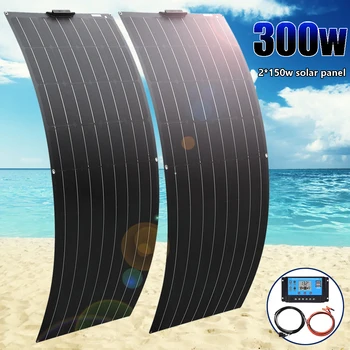 flexibilný solárny panel 12v 300w 150w 50w súprava systému solárna nabíjačka pre 12v/24v batéria, auto, loď, TV, chladnička domov camping 1000w