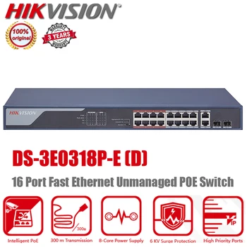 Hikvision DS-3E0318P-E 16 Port, 100 mb / s 300 m Dlhý Rad 6KV Prepäťová Ochrana Fast Ethernet Nespravovaná POE Switch