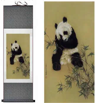Panda maľovanie tradičné Čínske Umenie Maľba na hodváb prejdite panda umenie maľba panda picturePrinted maľovanie