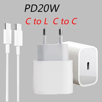 PD 20W USB-C Nabíjačku EÚ Plug QC4.0 Rýchlo Nabíjačka Pre iPhone, iPad, iPod Samsung A13 A33 A53 A73 A32 S21 S20 S10 S9 Plus USB C Kábel
