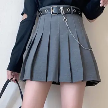 Vysoký Pás Skladaný Mini Sukne Punk Reťazca Pás Ženy Sukne Japonskej Školy Jednotné kórejský Módne-line Sukne Y2k Sukne